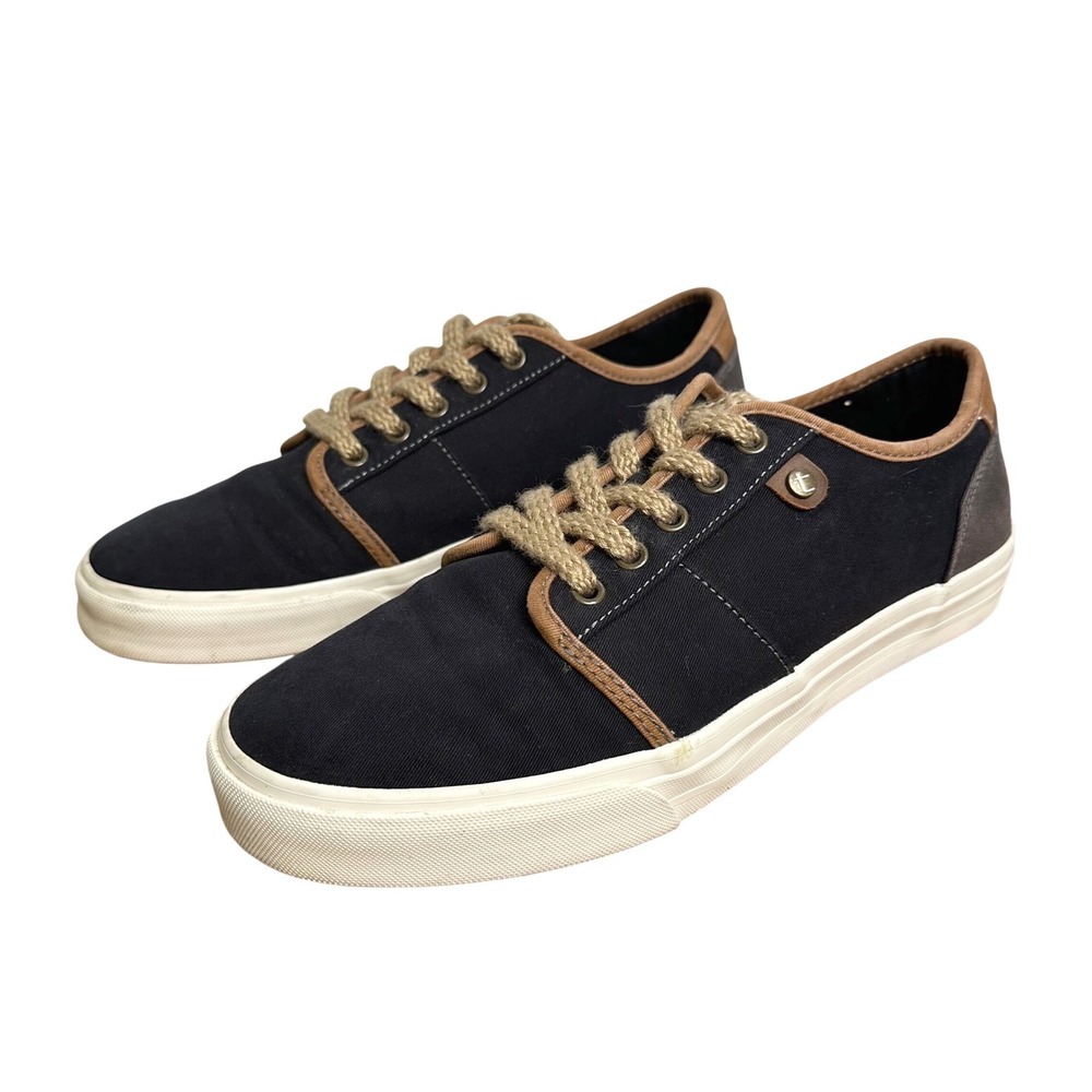 Taos Footwear Super Soul Sneakers Womens 10W Low Top Black Canvas Brown Trim